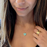 Turquoise Enamel Heart Necklace