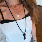 Long black agate necklace