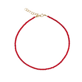 Coral Beaded Anklet by Becket & Quill, handmade in Los Angeles