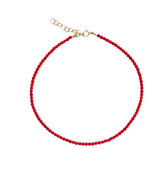 Coral Beaded Anklet by Becket & Quill, handmade in Los Angeles