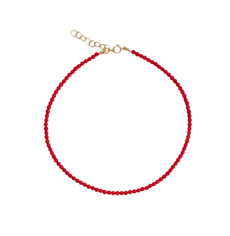Coral Beaded Anklet