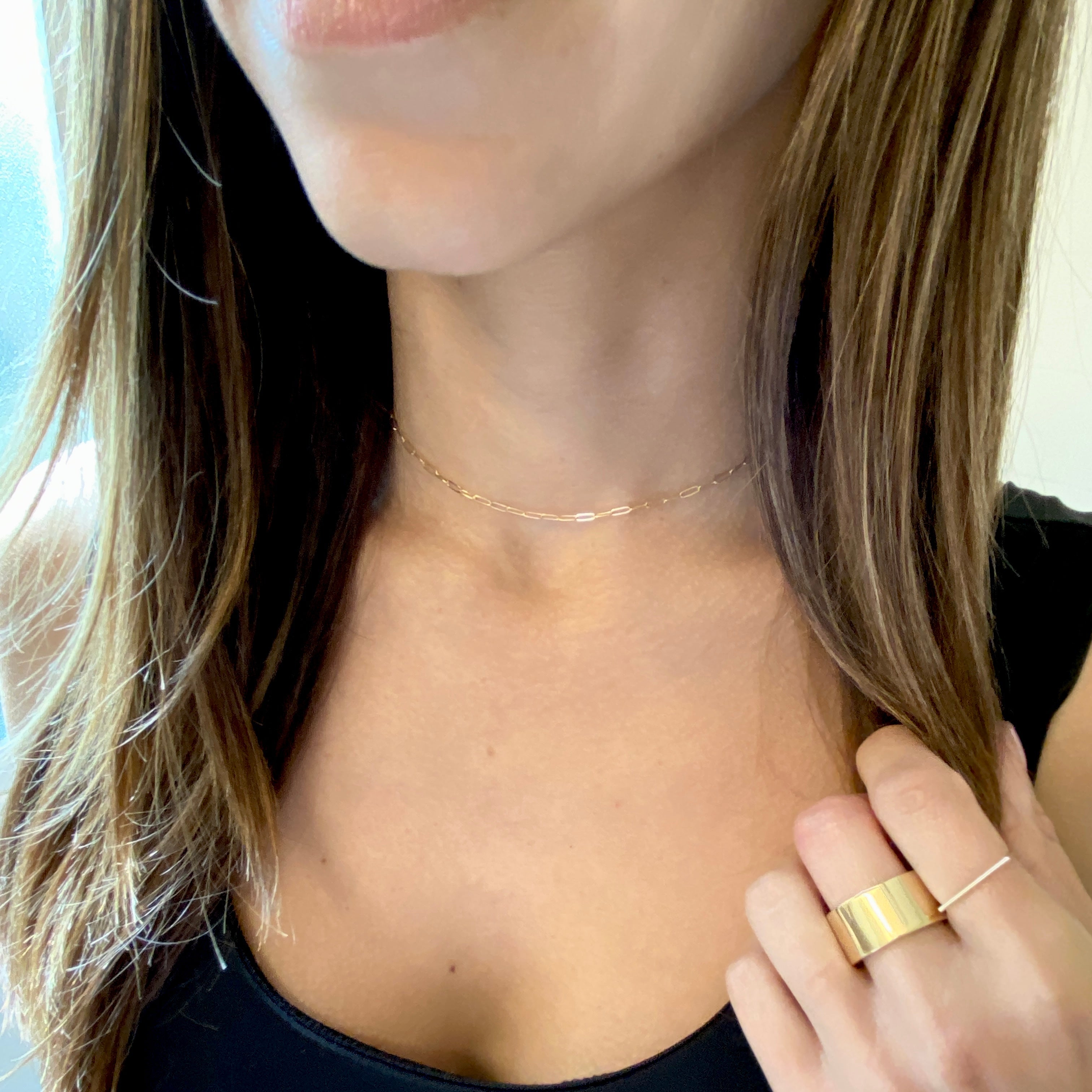 Mini Link Choker Necklace by Becket & Quill, handmade in Los Angeles - detail view