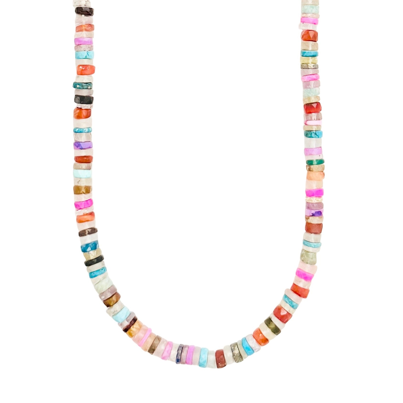 Rainbow Heishi Bead Necklace by Becket & Quill, handmade in Los Angeles