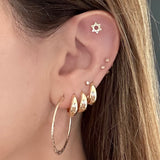 Hammered Hoop Earrings by Becket & Quill, handmade in Los Angeles - worn close-up