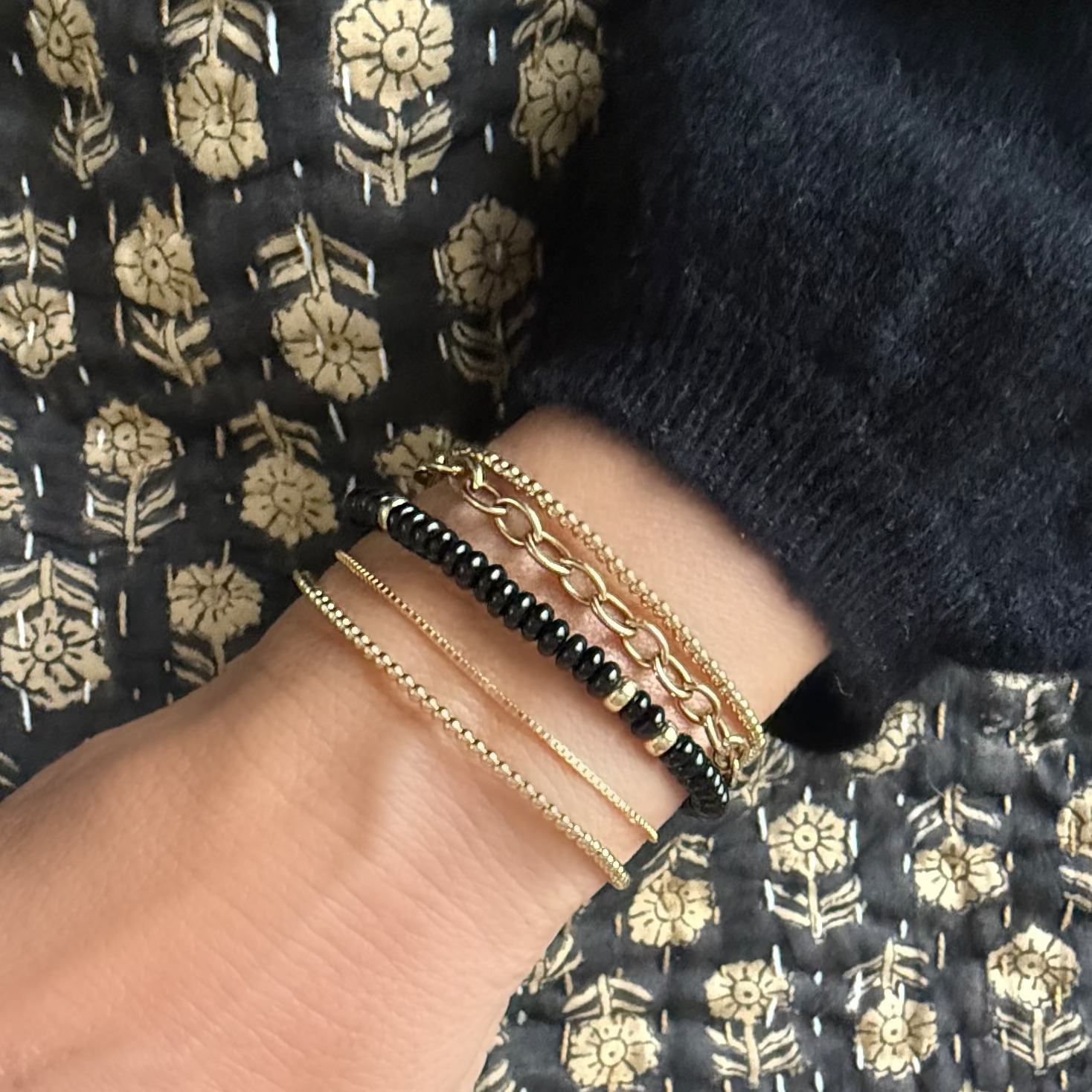 Box Chain Bracelet by Becket & Quill, handmade in Los Angeles - worn close-up