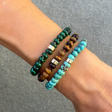 Chunky Malachite Beaded Bracelet by Becket & Quill, handmade in Los Angeles - detail view