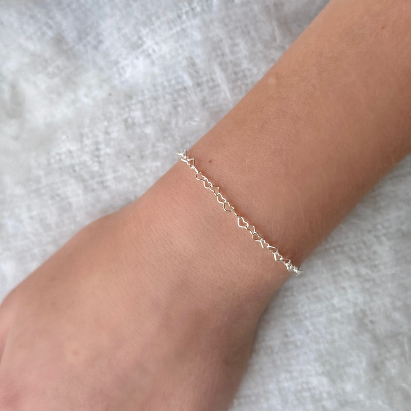 heart link bracelet - sterling silver