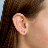 Sapphire Baguette Earrings by Becket & Quill, handmade in Los Angeles - detail view