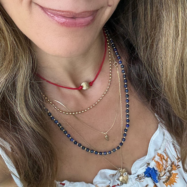 Lapis and gold bead necklace