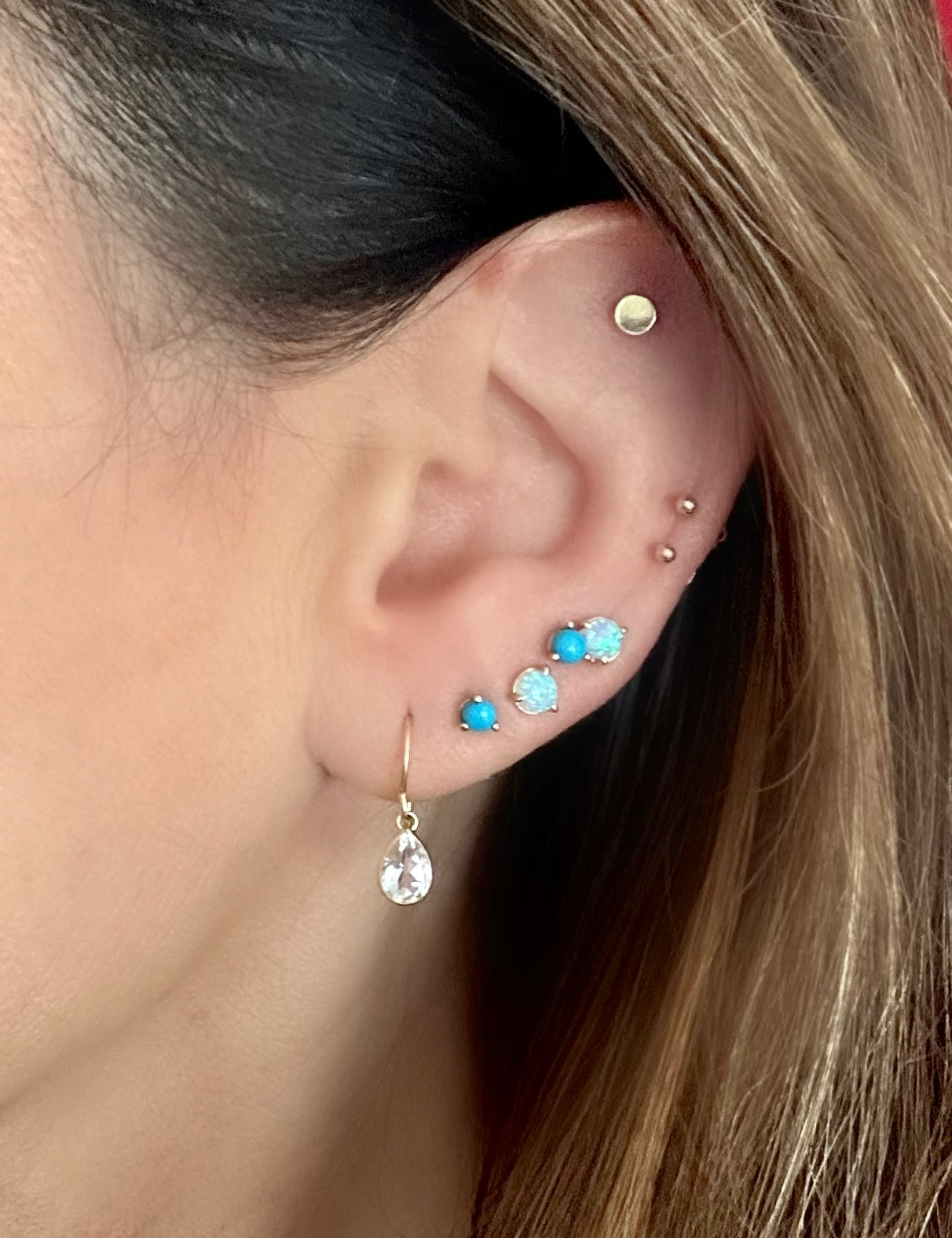Turquoise Studs by Becket & Quill, handmade in Los Angeles - detail view