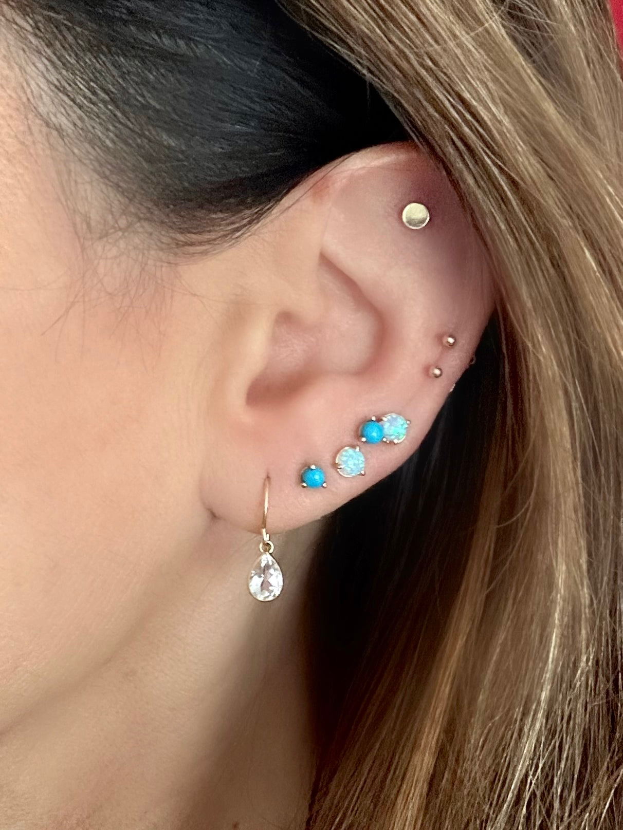 Turquoise Studs by Becket & Quill, handmade in Los Angeles - detail view
