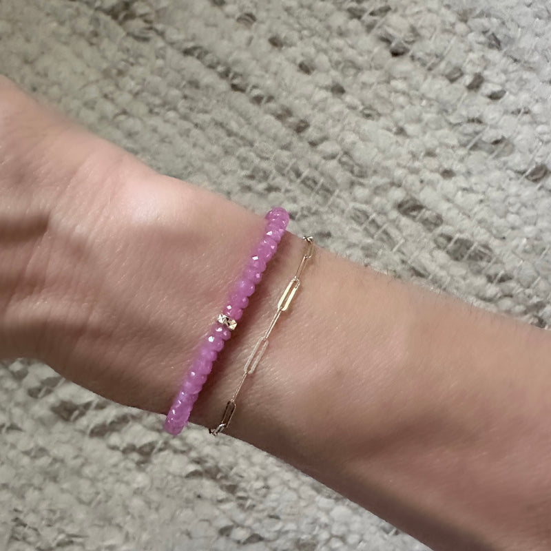 Pink sapphire beaded bracelet