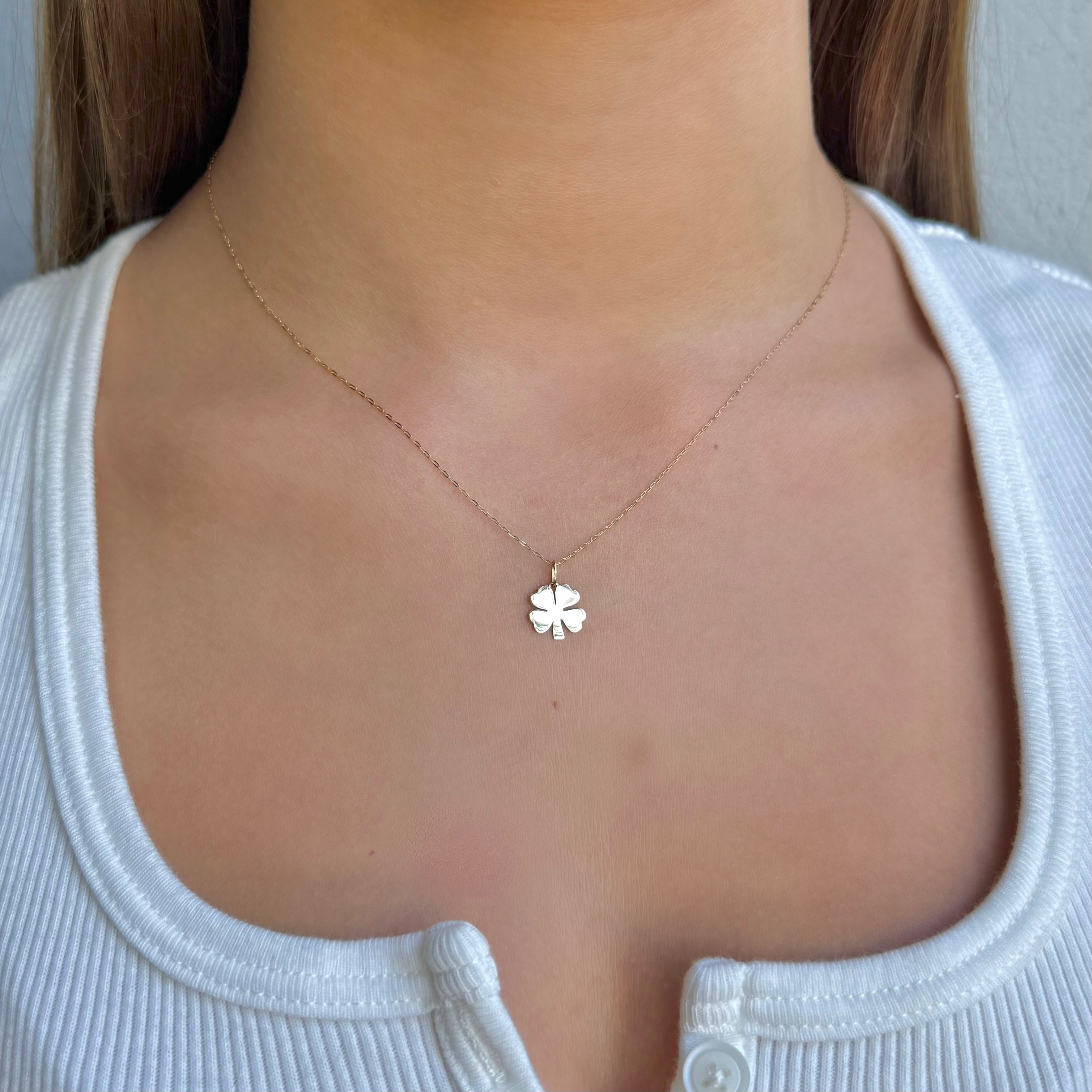 Clover Pendant Necklace by Becket & Quill, handmade in Los Angeles - detail view