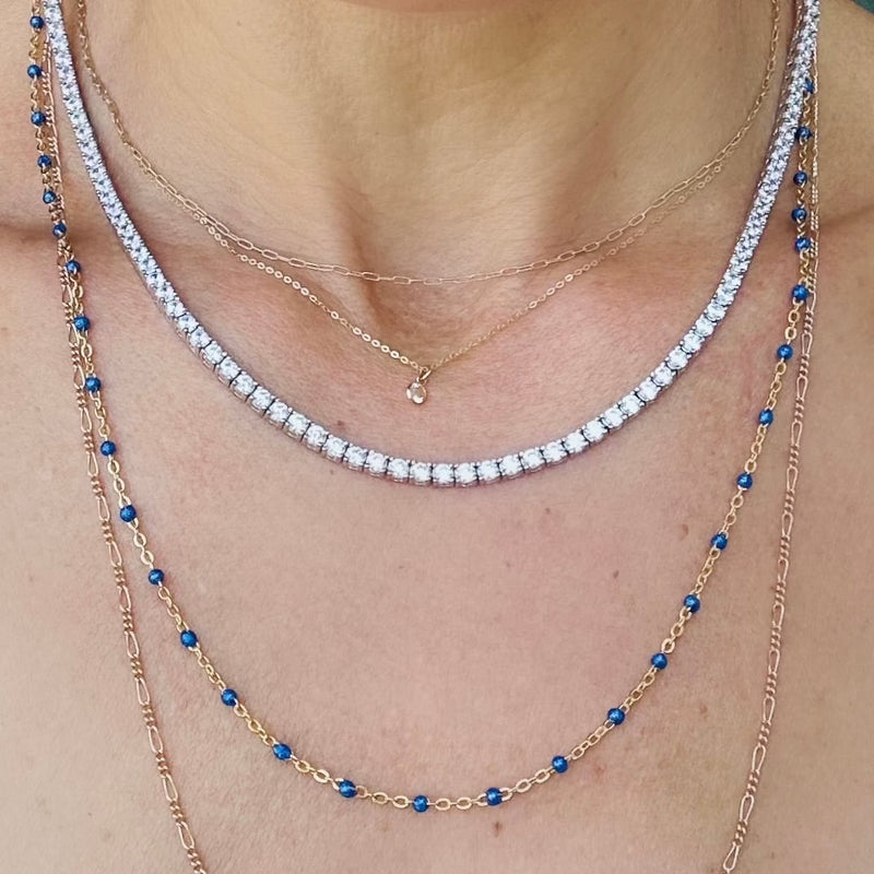 Enamel Drop Necklace- Blue