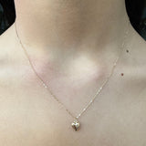 Petite Puffy Heart Necklace by Becket & Quill, handmade in Los Angeles - detail view