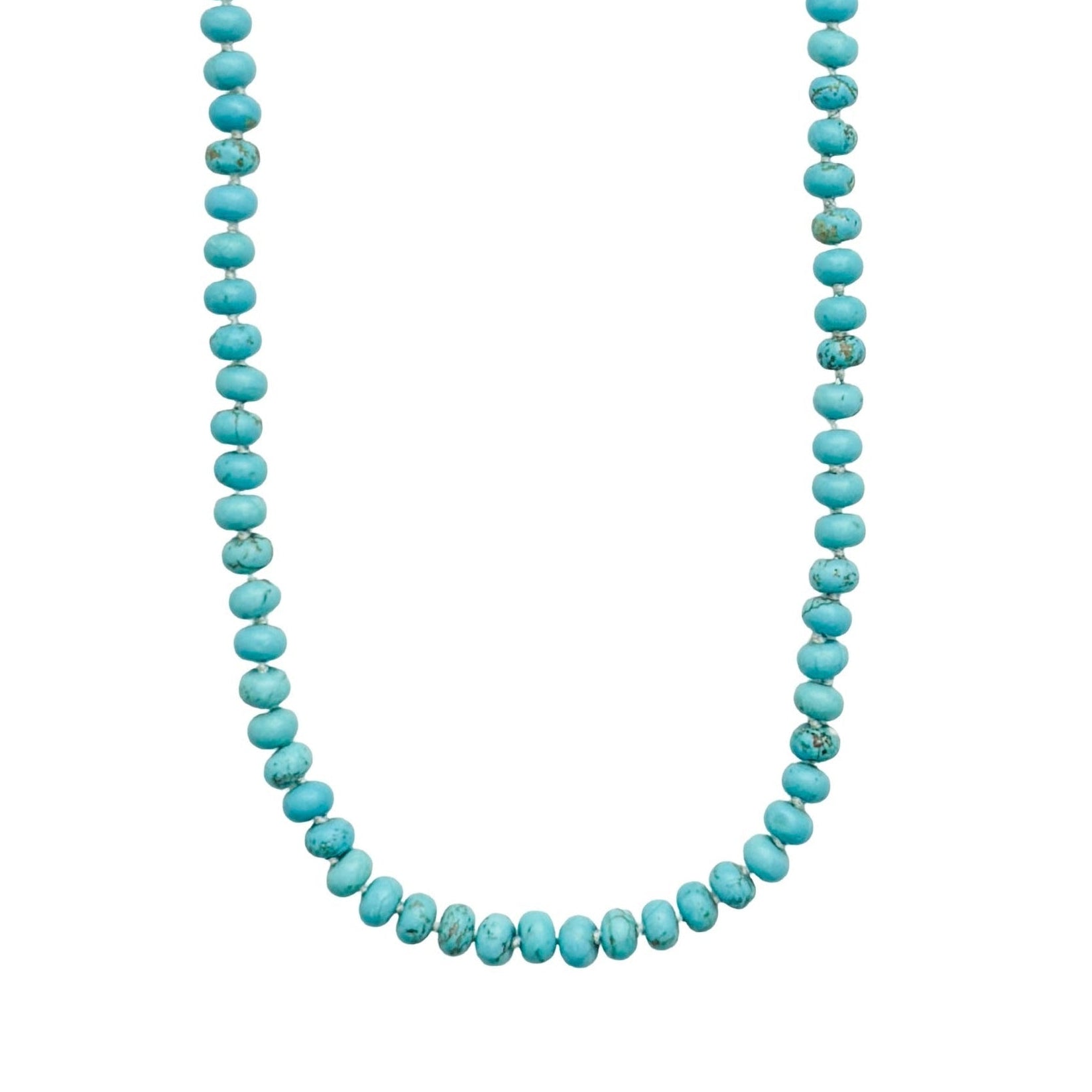 Long Turquoise Beaded Necklace by Becket & Quill, handmade in Los Angeles