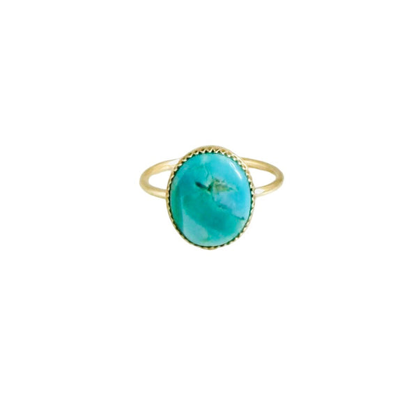 Crown bezel turquoise ring
