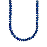 long lapis heishi beaded necklace