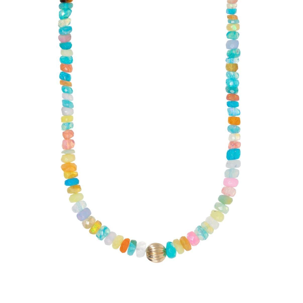 Rainbow Opal Beaded Necklace by Becket & Quill, handmade in Los Angeles