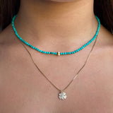 Petite Turquoise and corrugated bead Necklace