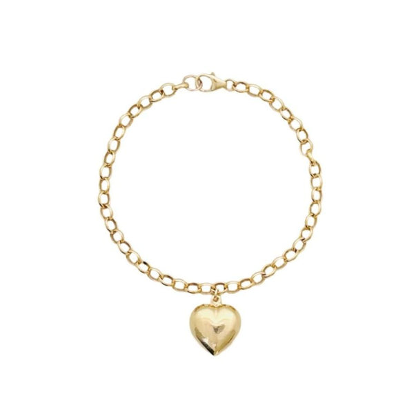 Puffy heart charm bracelet