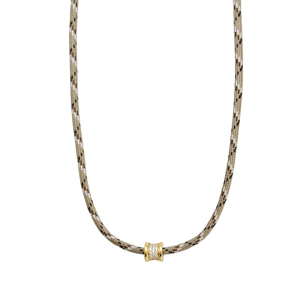 tan paracord rondelle bead necklace