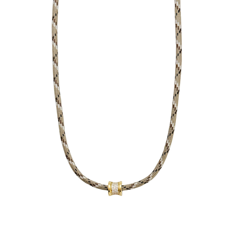 tan paracord rondelle bead necklace