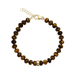 Chunky Tiger's Eye Beaded Bracelet by Becket & Quill, handmade in Los Angeles