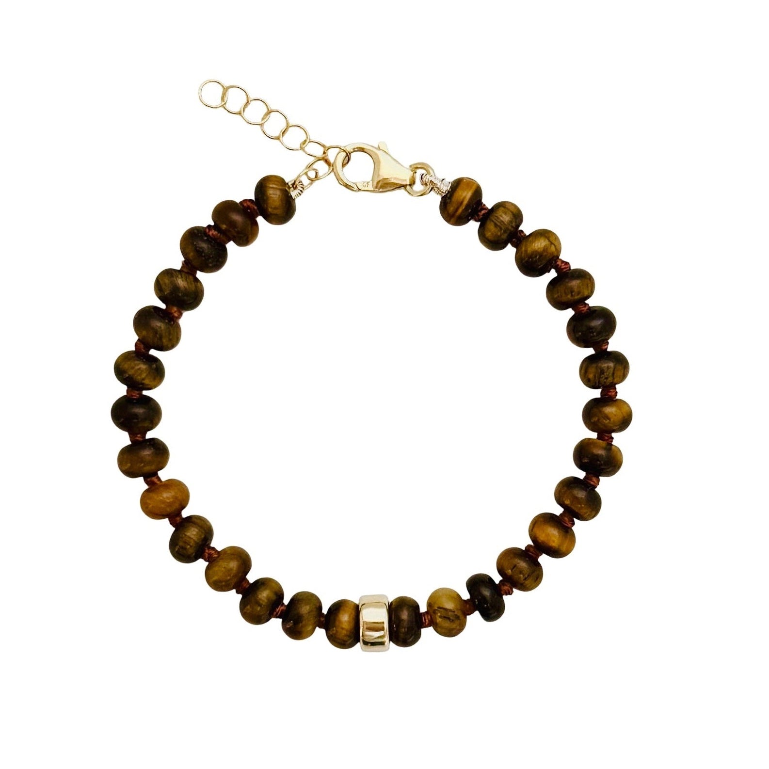 Chunky Tiger's Eye Beaded Bracelet by Becket & Quill, handmade in Los Angeles