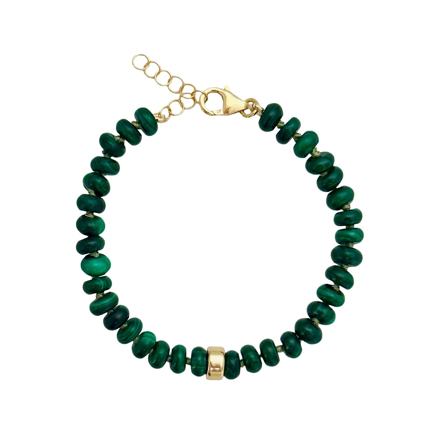 Chunky Malachite Beaded Bracelet by Becket & Quill, handmade in Los Angeles