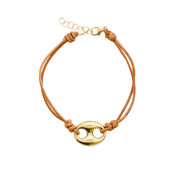 mariner link leather bracelet