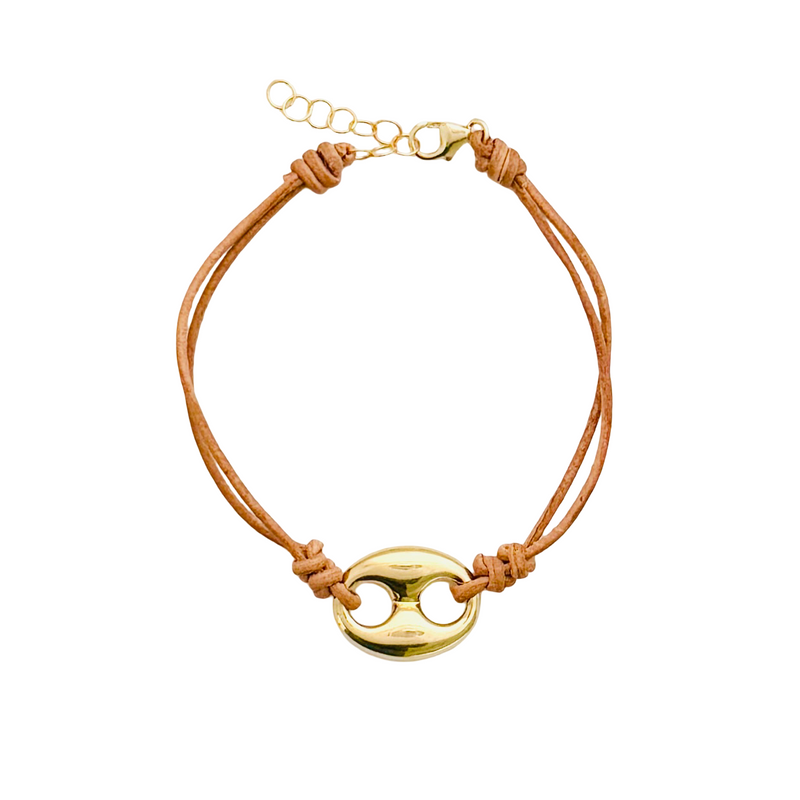 mariner link leather bracelet