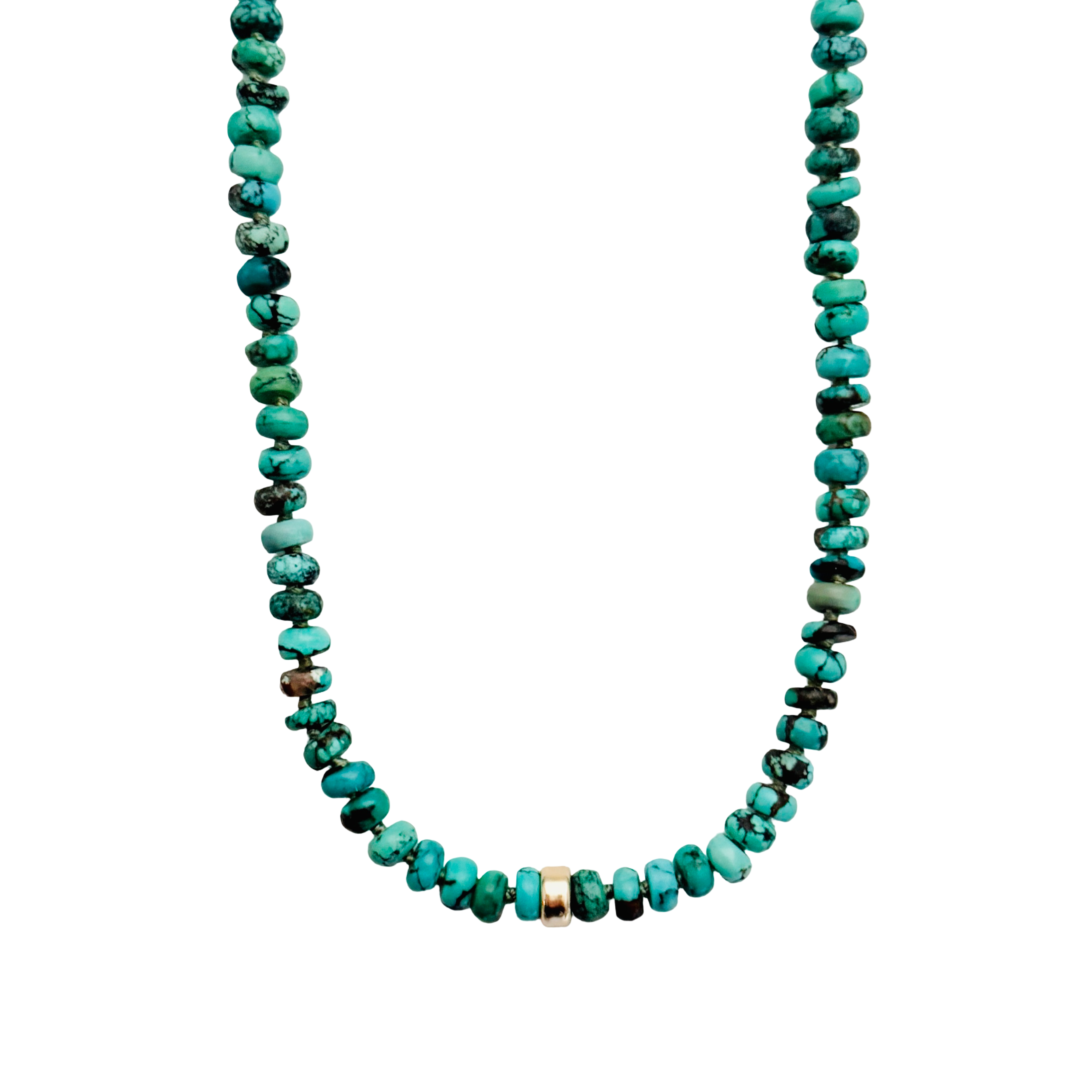 Chunky Blue Turquoise Beaded Necklace by Becket & Quill, handmade in Los Angeles