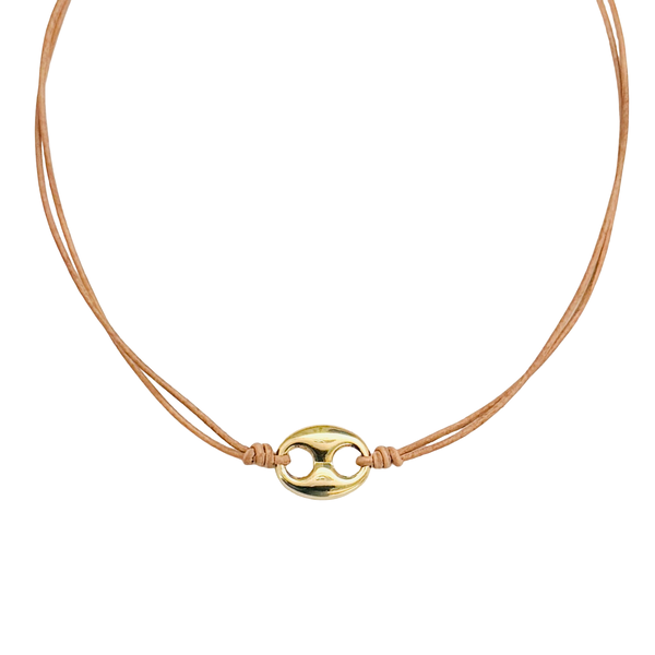 Mariner link leather necklace