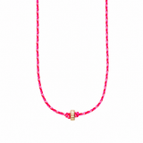 paracord rondelle bead choker - pink