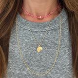 paracord rondelle bead choker - pink