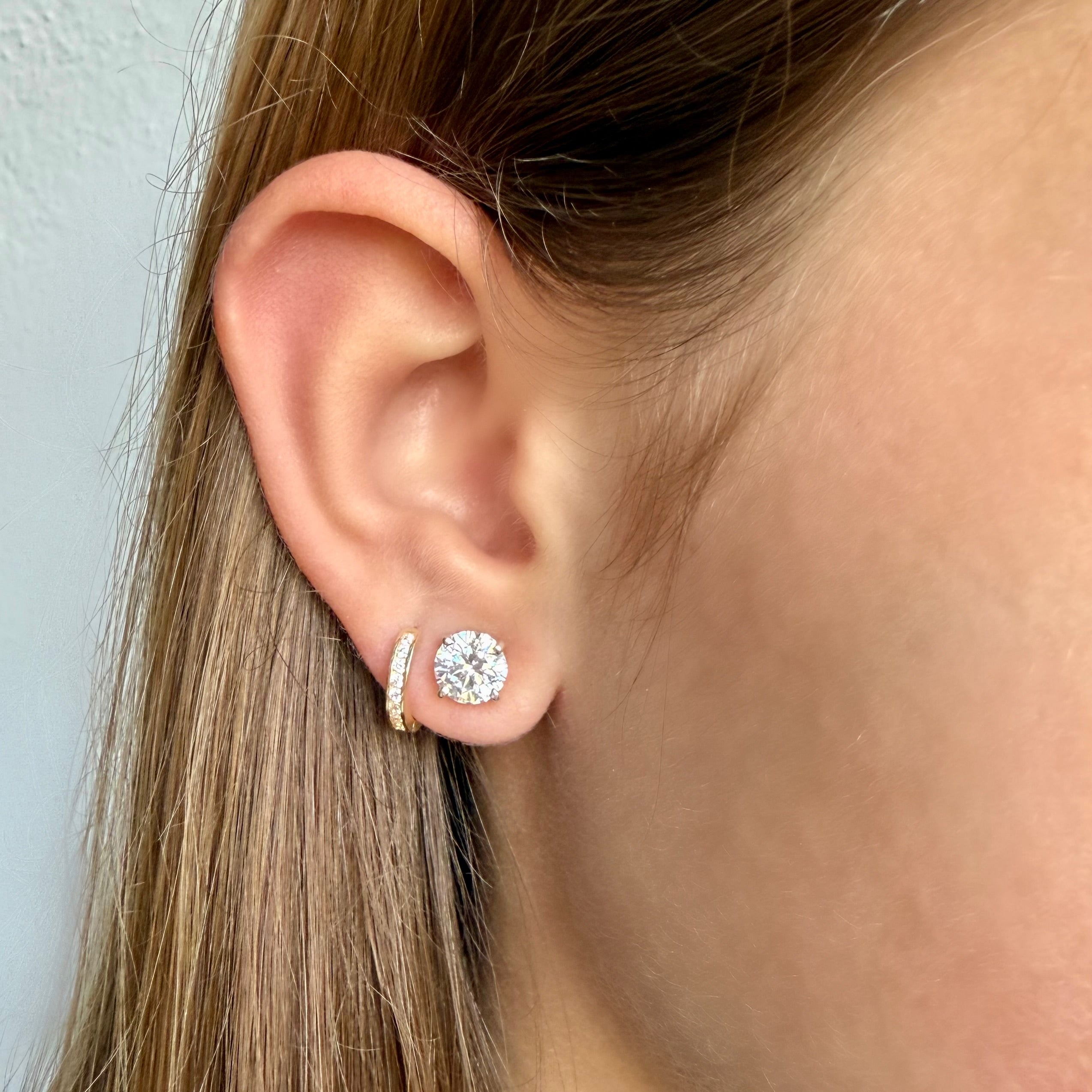 Big crystal Studs by Becket & Quill, handmade in Los Angeles - detail view