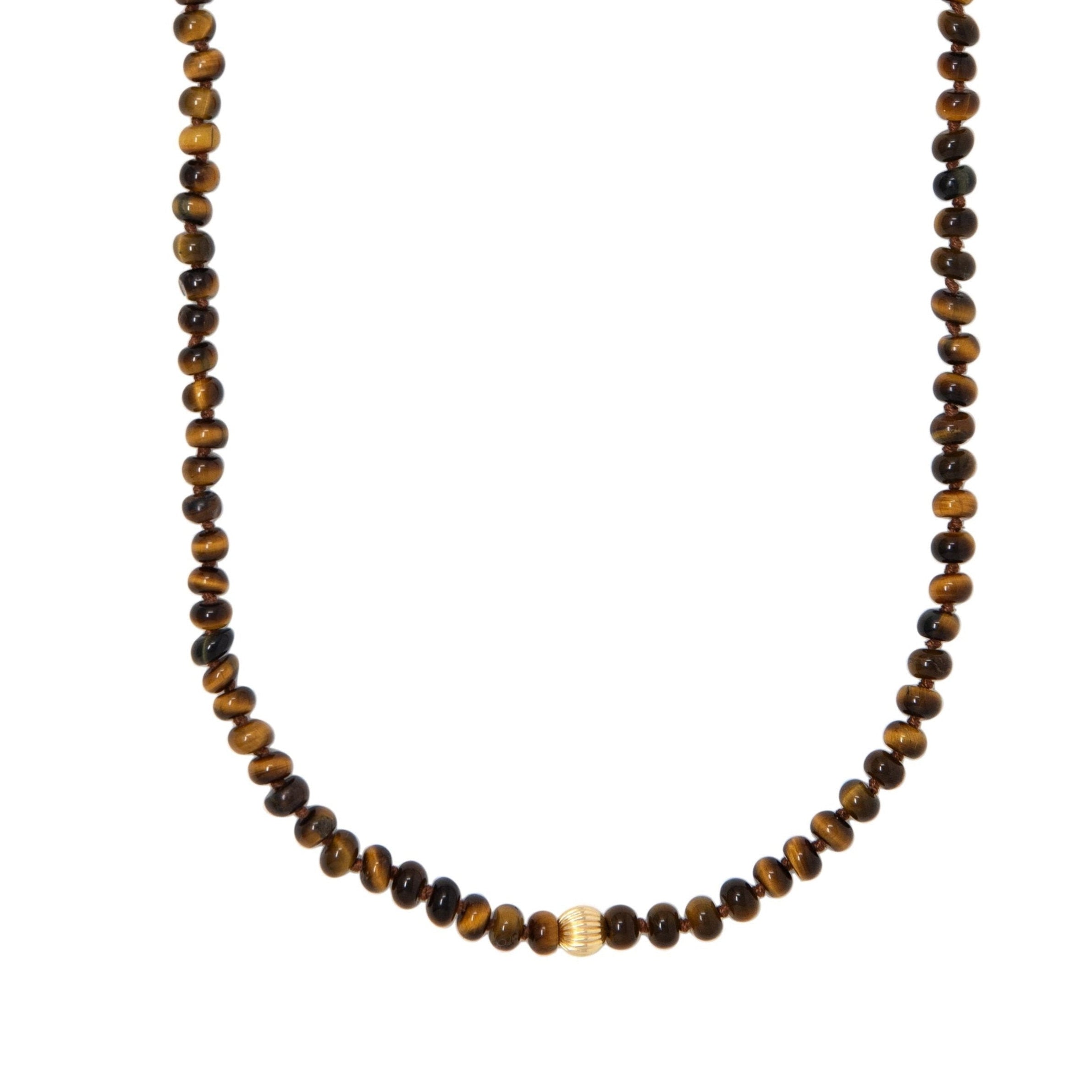 Tiger's Eye Beaded Necklace by Becket & Quill, handmade in Los Angeles