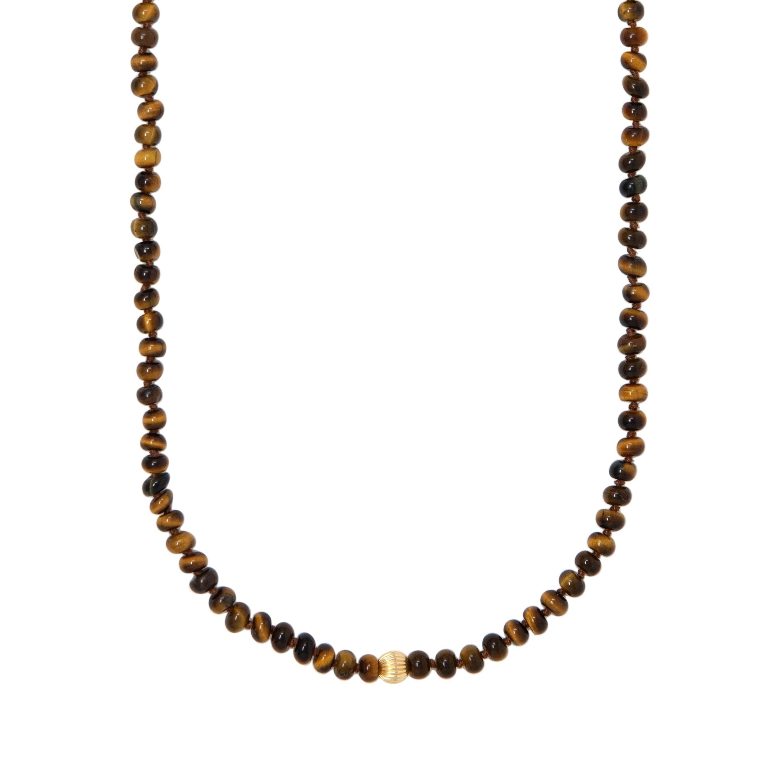 Tiger's Eye Beaded Necklace by Becket & Quill, handmade in Los Angeles