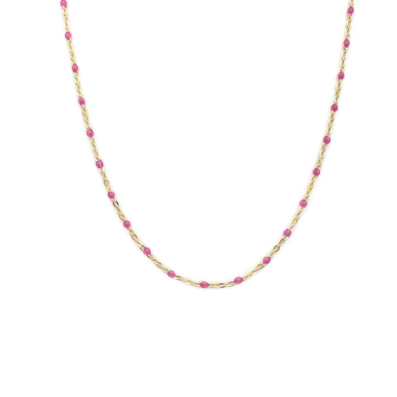 Enamel Drop Necklace- Pink