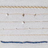 Charm Bracelet chain bracelet pearl bracelet sapphire bead bracelet by Becket & Quill, handmade in Los Angeles - detail view