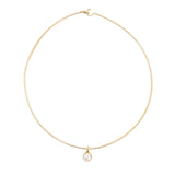 Cuff Choker gold filled Necklace with diamond charm by Becket & Quill, handmade in Los Angeles - worn close-up
