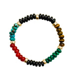 Chunky Multi-stone natural black agate, turquoise, malachite, garnet bead Bracelet by Becket & Quill, handmade in Los Angeles