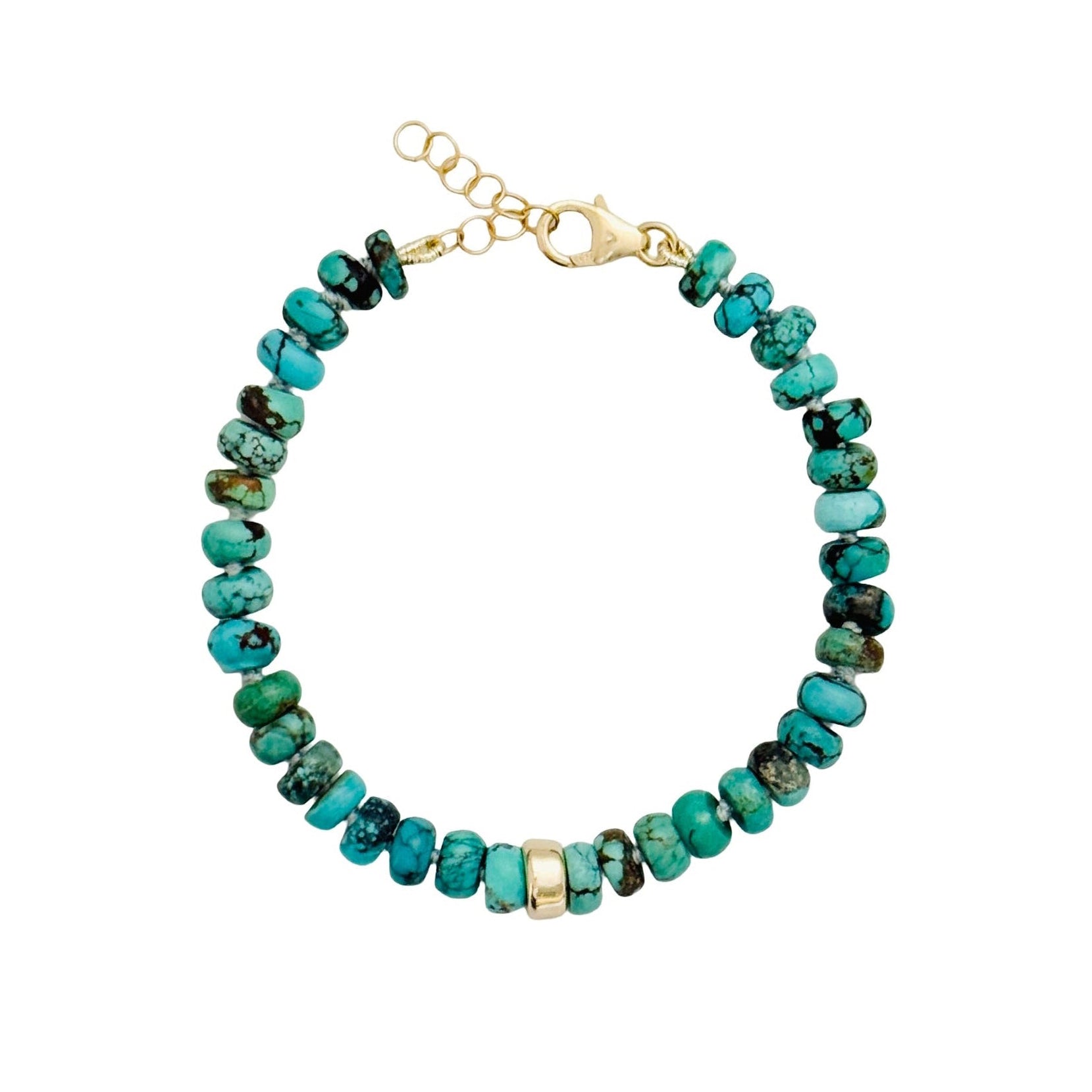 Chunky Turquoise Beaded Bracelet by Becket & Quill, handmade in Los Angeles
