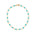 A gold chain bracelet featuring repeating turquoise clover diamond-shaped inlays and clover shaped gold chain
