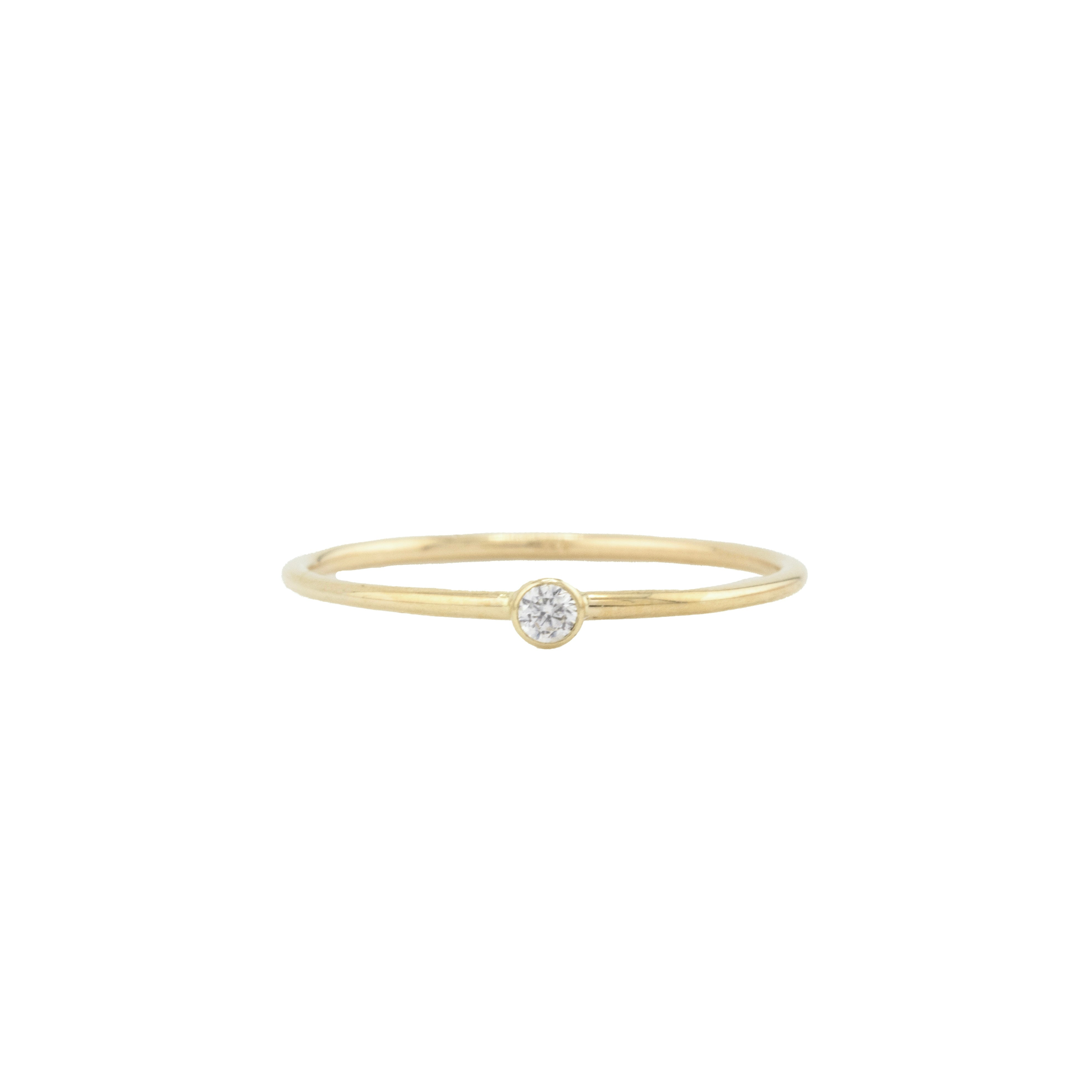 Petite Diamond Ring thin gold ring with small diamond by Becket & Quill, handmade in Los Angeles