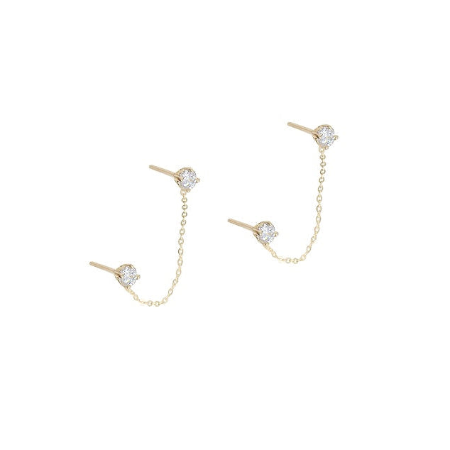 Chain connected Duo Stud Earrings by Becket & Quill, handmade in Los Angeles