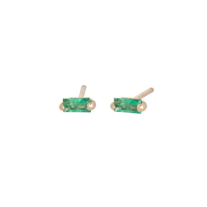 Emerald Baguette Earrings by Becket & Quill, handmade in Los Angeles