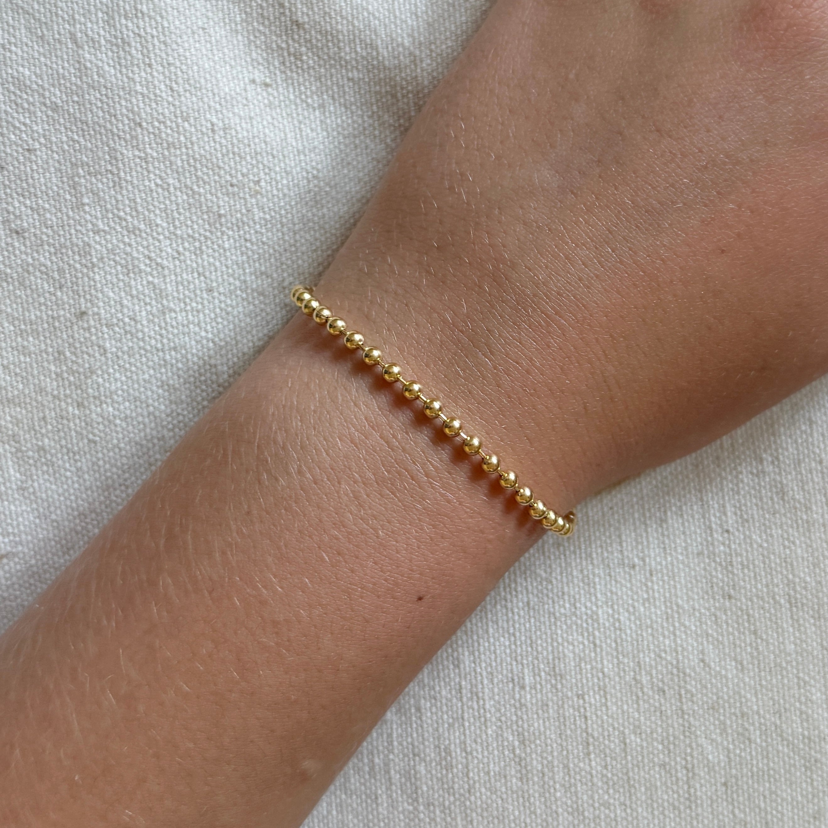Ball Chain gold filled Bracelet by Becket & Quill, handmade in Los Angeles - detail view