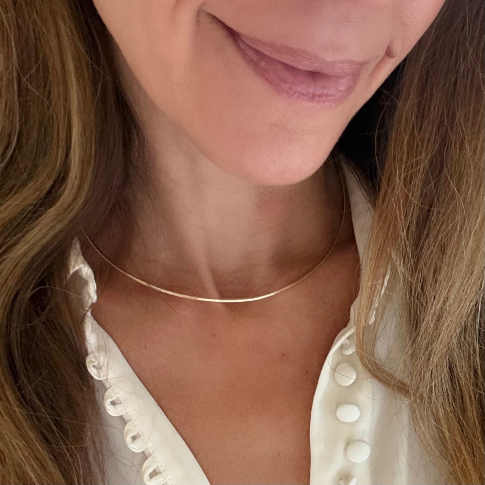 Cuff Choker gold filled Necklace by Becket & Quill, handmade in Los Angeles - on model